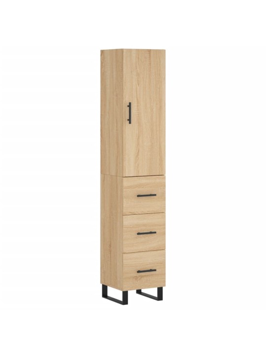 Augstais skapītis, ozolkoka, 34,5x34x180 cm, inženierijas koks