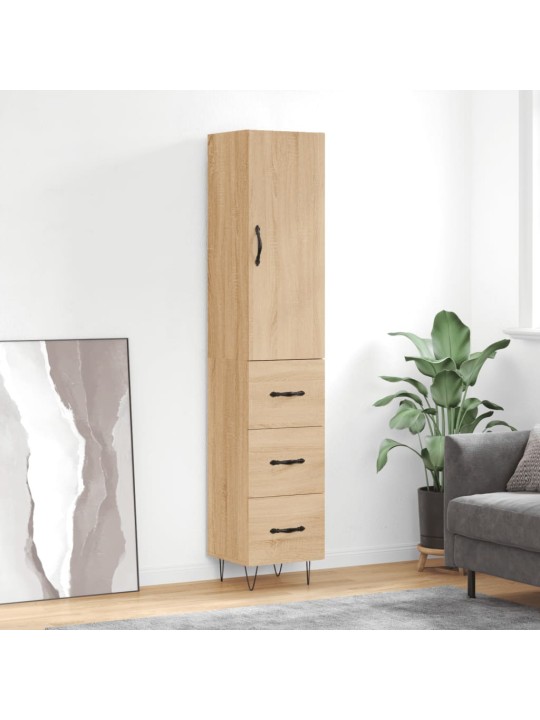 Augstais skapītis, ozolkoka, 34,5x34x180 cm, inženierijas koks