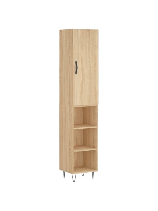 Augstais skapītis, ozolkoka, 34,5x34x180 cm, inženierijas koks
