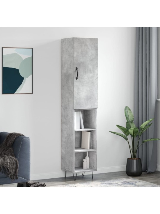Augstais skapītis, pelēks, 34,5x34x180 cm, inženierijas koks