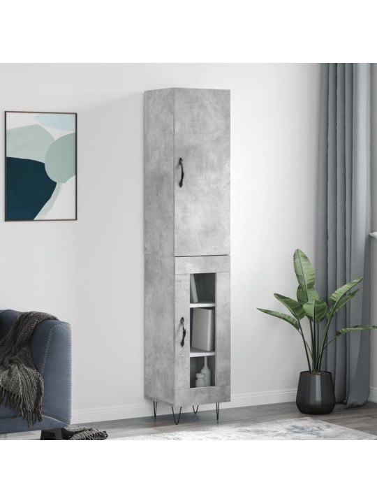 Augstais skapītis, pelēks, 34,5x34x180 cm, inženierijas koks