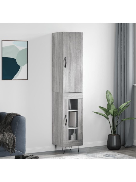 Augstais skapītis, pelēks, 34,5x34x180 cm, inženierijas koks