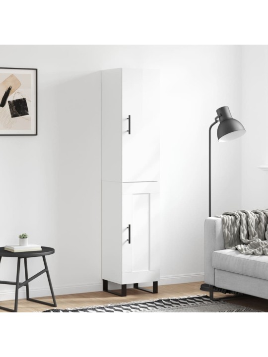 Augstais skapītis, balts, 34,5x34x180 cm, inženierijas koks