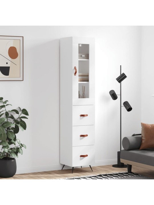 Augstais skapītis, balts, 34,5x34x180 cm, inženierijas koks