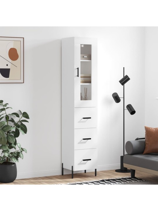 Augstais skapītis, balts, 34,5x34x180 cm, inženierijas koks