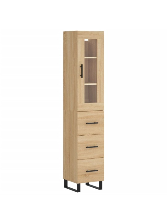 Augstais skapītis, ozolkoka, 34,5x34x180 cm, inženierijas koks