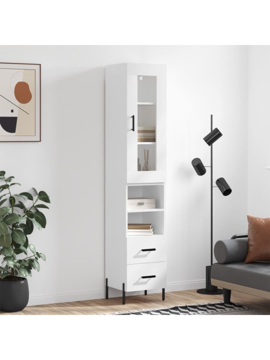 Augstais skapītis, balts, 34,5x34x180 cm, inženierijas koks