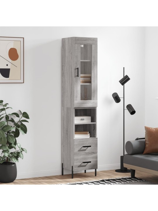 Augstais skapītis, pelēks, 34,5x34x180 cm, inženierijas koks