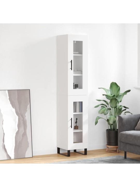 Augstais skapītis, balts, 34,5x34x180 cm, inženierijas koks