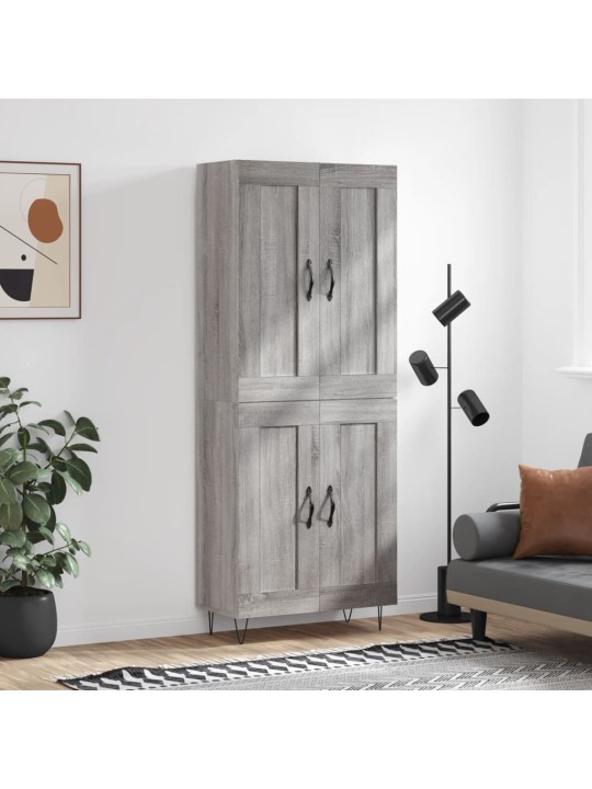 Augstais skapis, pelēks, 69,5x34x180 cm, inženierijas koks