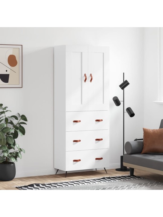 Augstais skapis, balts, 69,5x34x180 cm, inženierijas koks