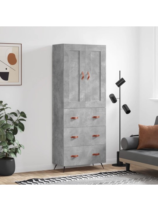 Augstais skapis, pelēks, 69,5x34x180 cm, inženierijas koks