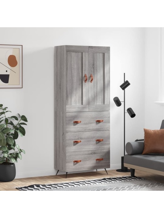 Augstais skapis, pelēks, 69,5x34x180 cm, inženierijas koks