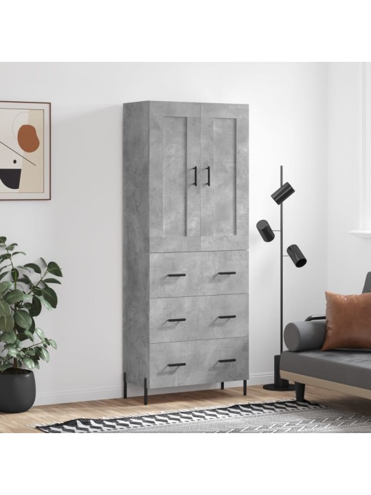 Augstais skapis, pelēks, 69,5x34x180 cm, inženierijas koks