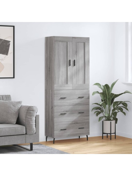 Augstais skapis, pelēks, 69,5x34x180 cm, inženierijas koks