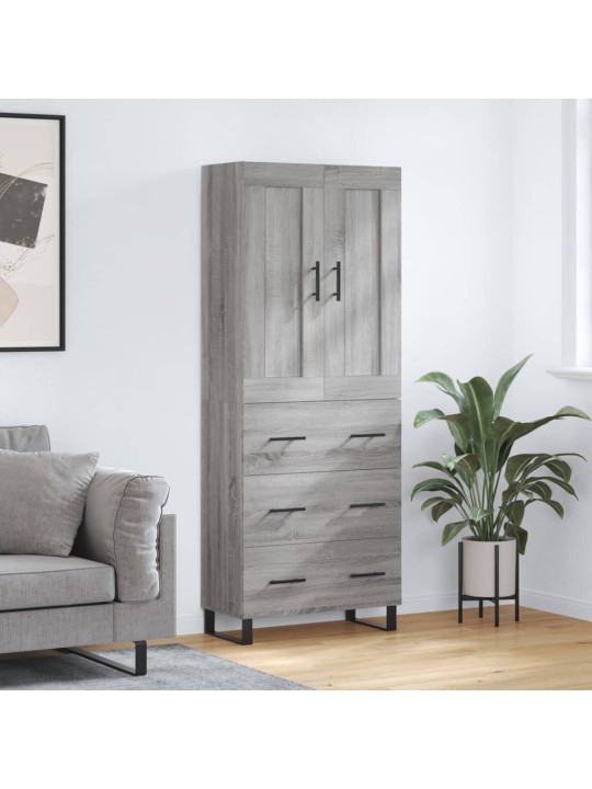 Augstais skapis, pelēks, 69,5x34x180 cm, inženierijas koks