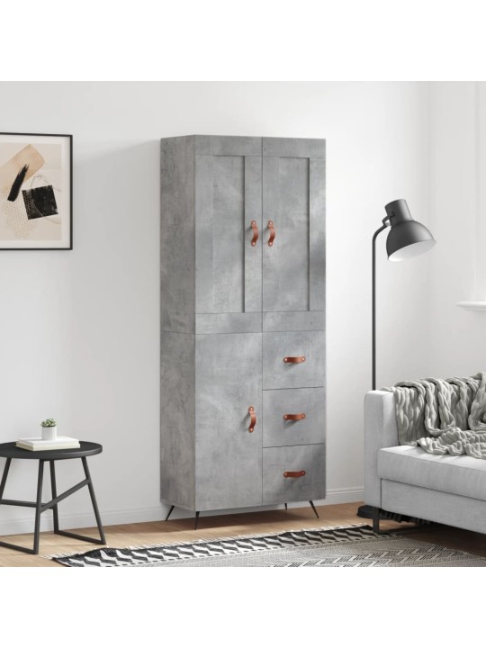 Augstais skapis, pelēks, 69,5x34x180 cm, inženierijas koks