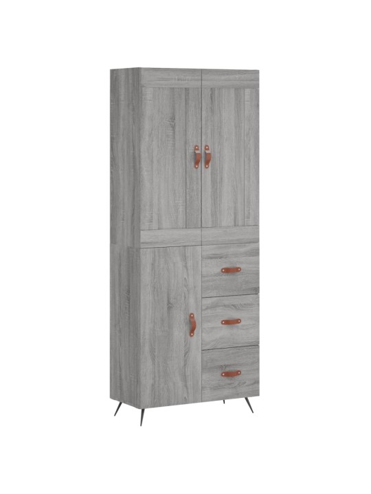 Augstais skapis, pelēks, 69,5x34x180 cm, inženierijas koks