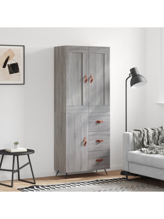 Augstais skapis, pelēks, 69,5x34x180 cm, inženierijas koks