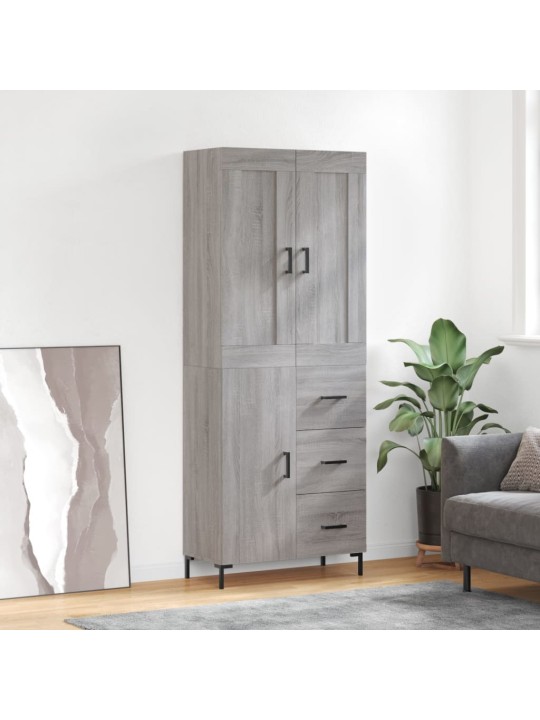 Augstais skapis, pelēks, 69,5x34x180 cm, inženierijas koks