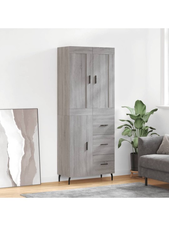 Augstais skapis, pelēks, 69,5x34x180 cm, inženierijas koks