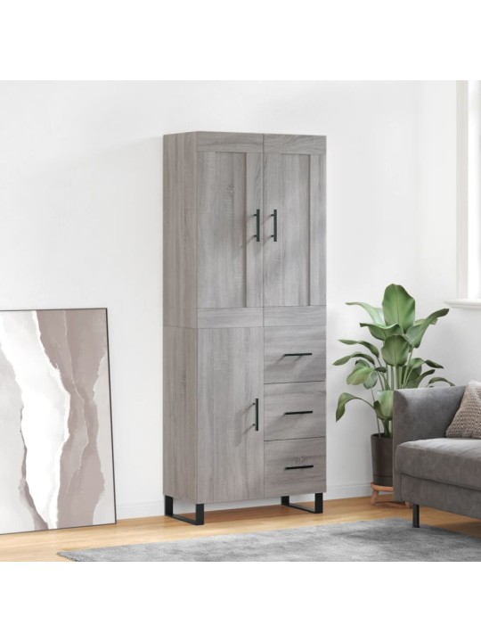 Augstais skapis, pelēks, 69,5x34x180 cm, inženierijas koks
