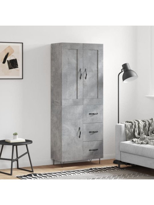 Augstais skapis, pelēks, 69,5x34x180 cm, inženierijas koks