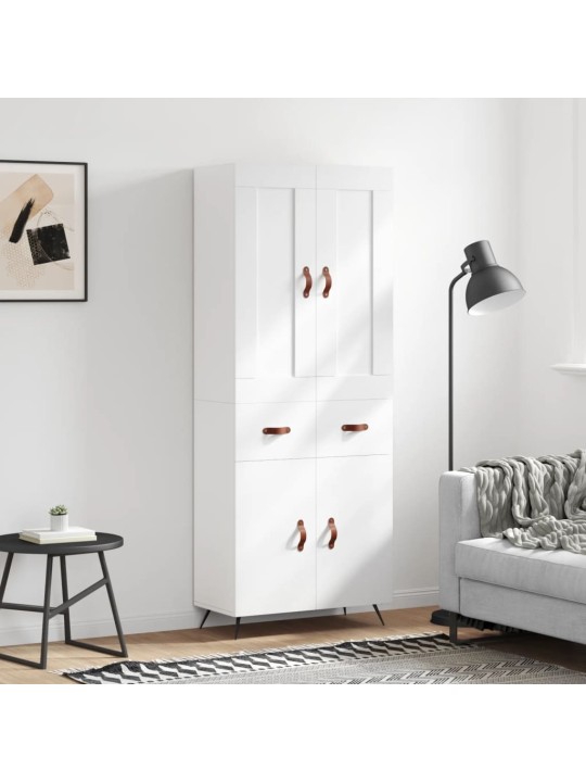Augstais skapis, balts, 69,5x34x180 cm, inženierijas koks