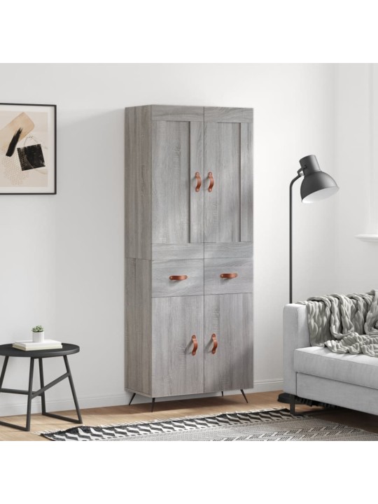 Augstais skapis, pelēks, 69,5x34x180 cm, inženierijas koks