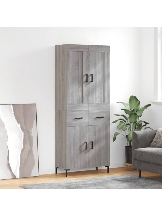 Augstais skapis, pelēks, 69,5x34x180 cm, inženierijas koks