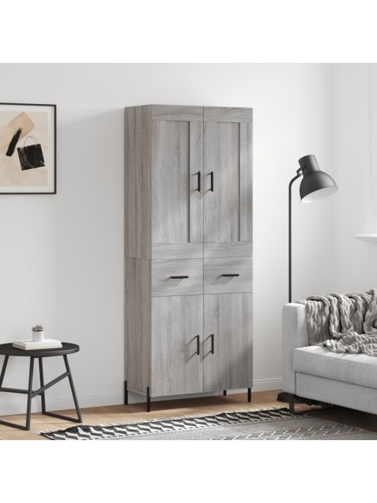 Augstais skapis, pelēks, 69,5x34x180 cm, inženierijas koks