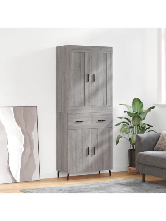 Augstais skapis, pelēks, 69,5x34x180 cm, inženierijas koks