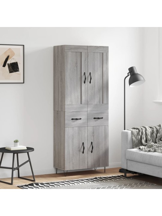Augstais skapis, pelēks, 69,5x34x180 cm, inženierijas koks