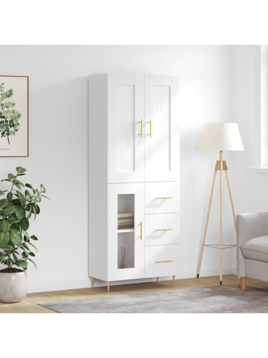 Augstais skapis, balts, 69,5x34x180 cm, inženierijas koks