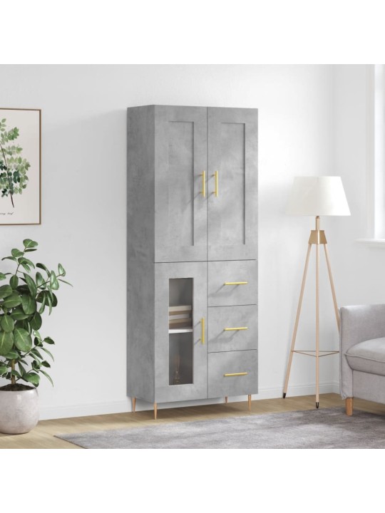 Augstais skapis, pelēks, 69,5x34x180 cm, inženierijas koks