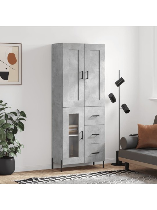 Augstais skapis, pelēks, 69,5x34x180 cm, inženierijas koks