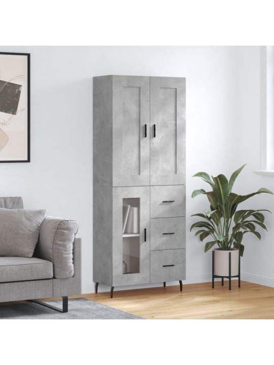 Augstais skapis, pelēks, 69,5x34x180 cm, inženierijas koks