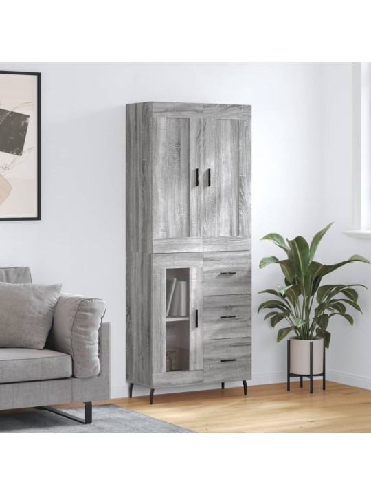 Augstais skapis, pelēks, 69,5x34x180 cm, inženierijas koks