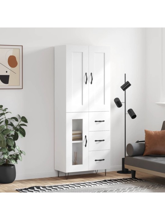 Augstais skapis, balts, 69,5x34x180 cm, inženierijas koks