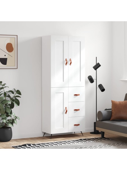 Augstais skapis, balts, 69,5x34x180 cm, inženierijas koks