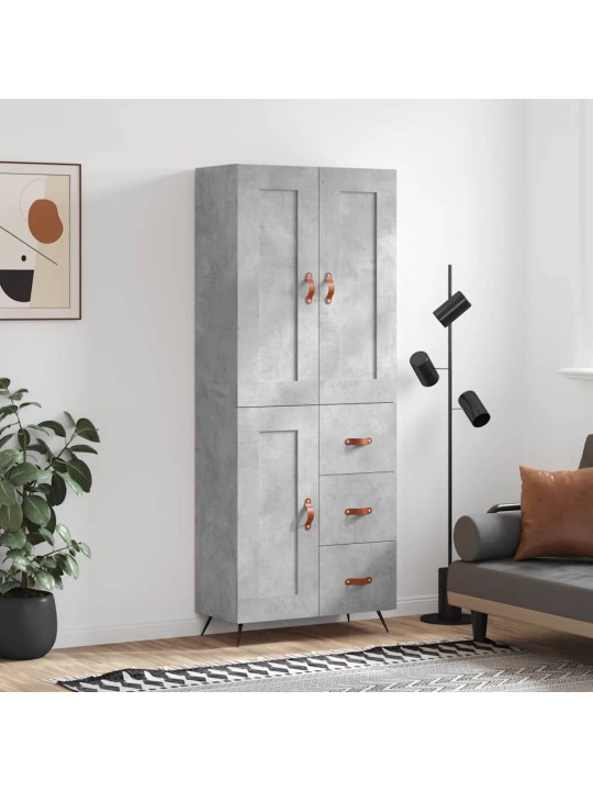 Augstais skapis, pelēks, 69,5x34x180 cm, inženierijas koks
