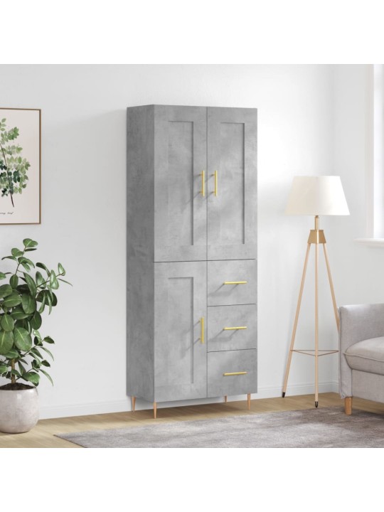 Augstais skapis, pelēks, 69,5x34x180 cm, inženierijas koks