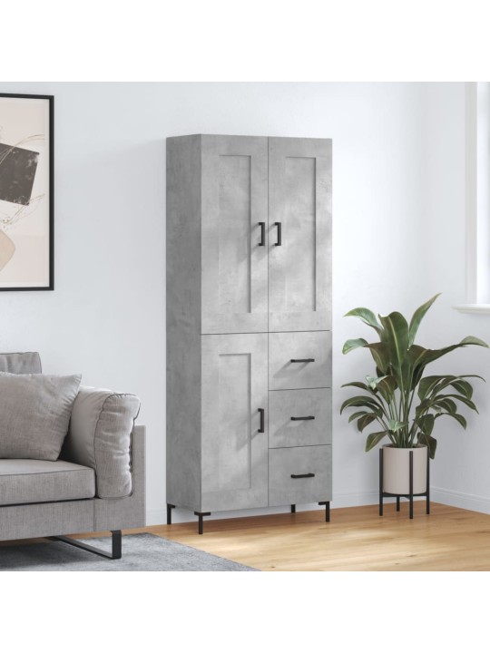Augstais skapis, pelēks, 69,5x34x180 cm, inženierijas koks