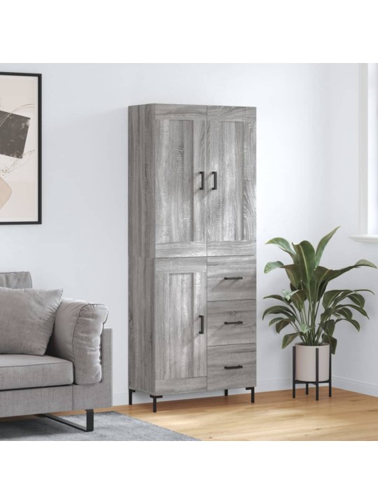 Augstais skapis, pelēks, 69,5x34x180 cm, inženierijas koks