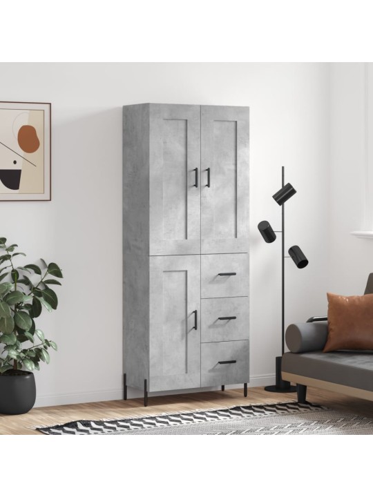 Augstais skapis, pelēks, 69,5x34x180 cm, inženierijas koks