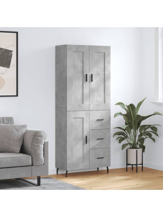 Augstais skapis, pelēks, 69,5x34x180 cm, inženierijas koks
