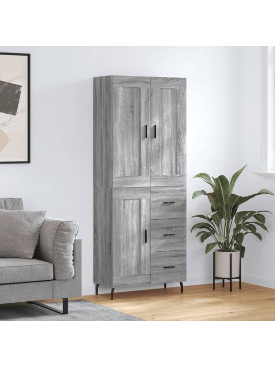 Augstais skapis, pelēks, 69,5x34x180 cm, inženierijas koks