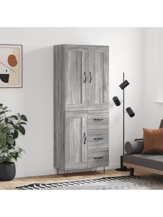 Augstais skapis, pelēks, 69,5x34x180 cm, inženierijas koks