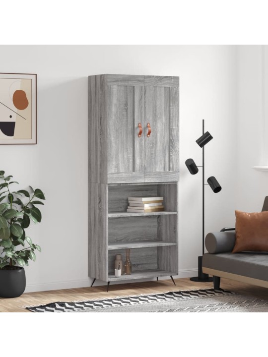 Augstais skapis, pelēks, 69,5x34x180 cm, inženierijas koks