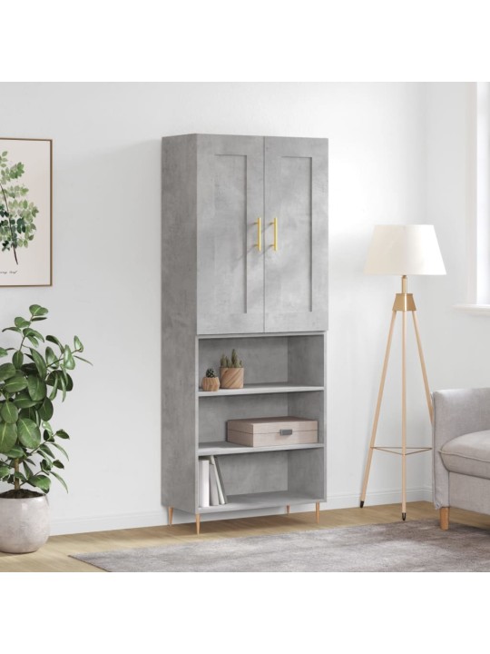 Augstais skapis, pelēks, 69,5x34x180 cm, inženierijas koks